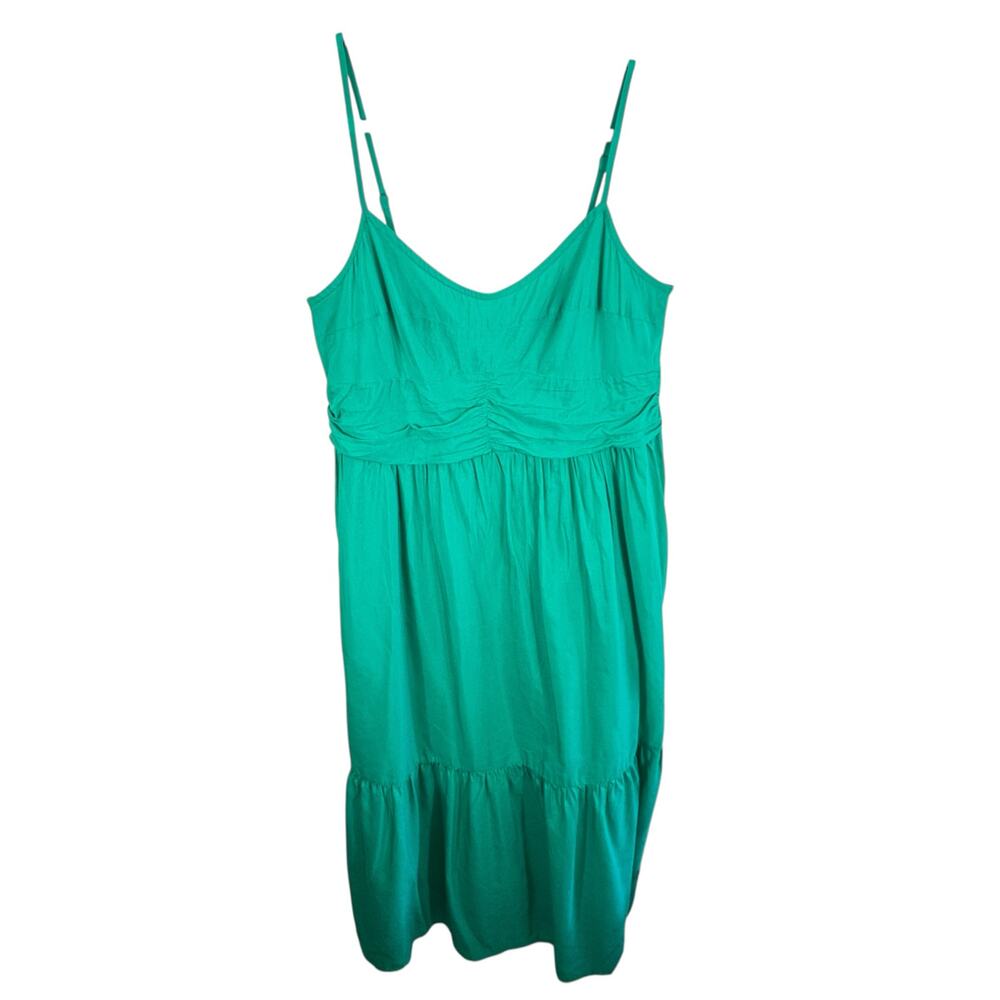 Universal Thread NWT Cotton Blend Green Spaghetti Strap Ruffled Midi Dress Sz L